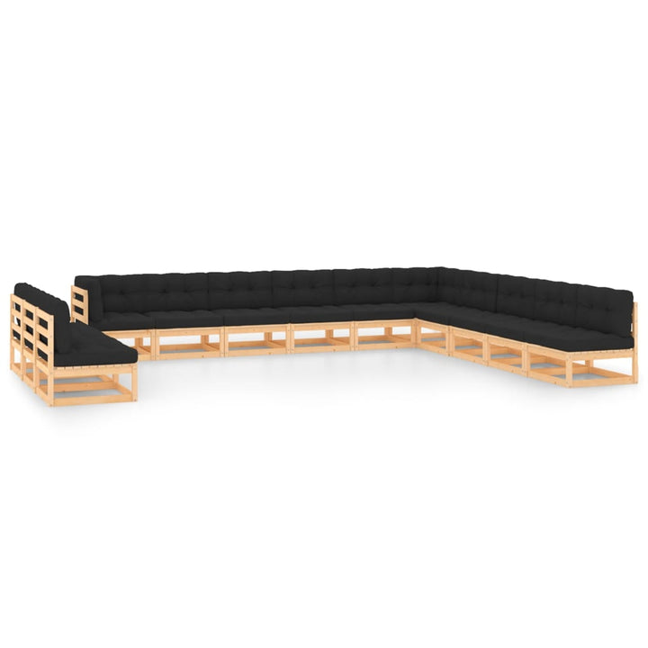 Vixl Set Mobilier Grădină Cu Perne, 13 Piese, , Lemn Masiv Pin