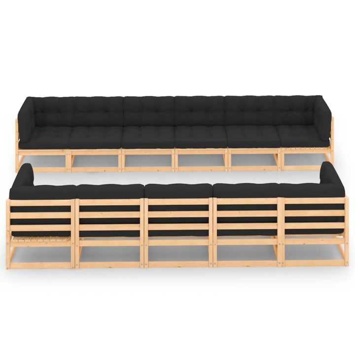 Vixl Set Mobilier Grădină Cu Perne, 11 Piese, , Lemn Masiv Pin