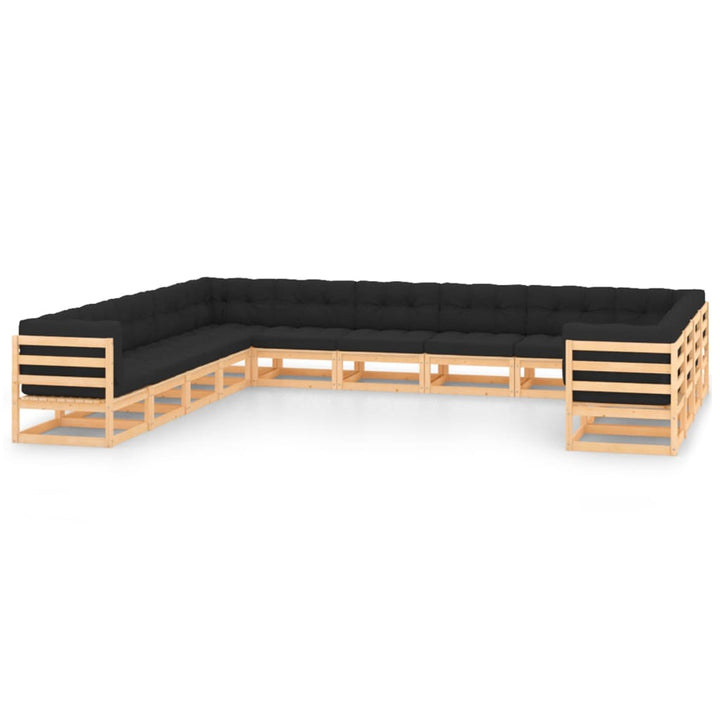 Vixl Set Mobilier Grădină Perne, 13 Piese, , Lemn Masiv Pin