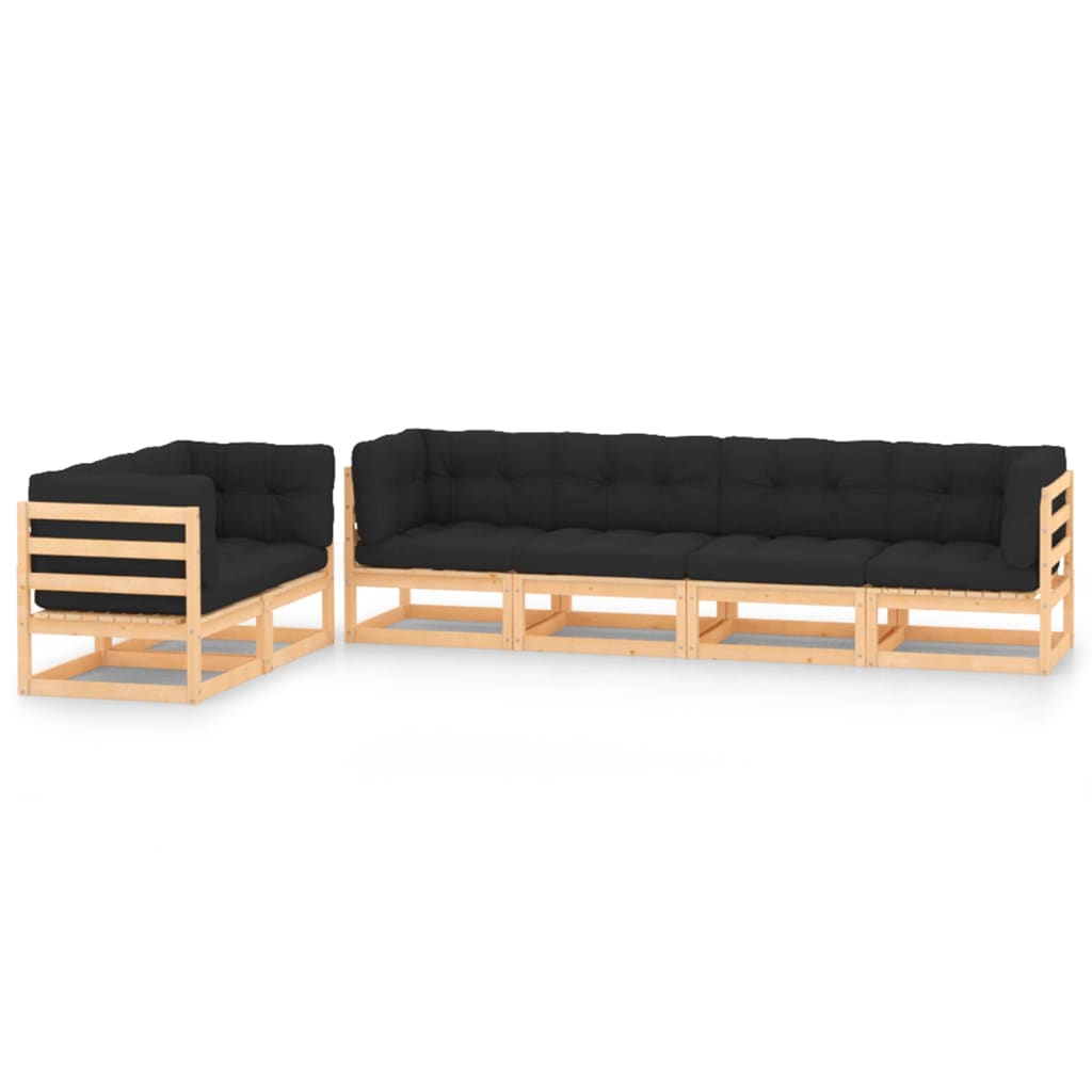 Vixl Set Mobilier Grădină, Perne, 9 Piese, Lemn Masiv Pin