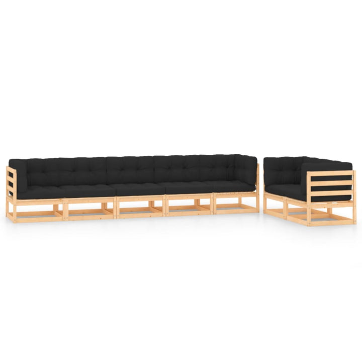 Vixl Set Mobilier De Grădină Cu Perne, 7 Piese, , Lemn Masiv Pin