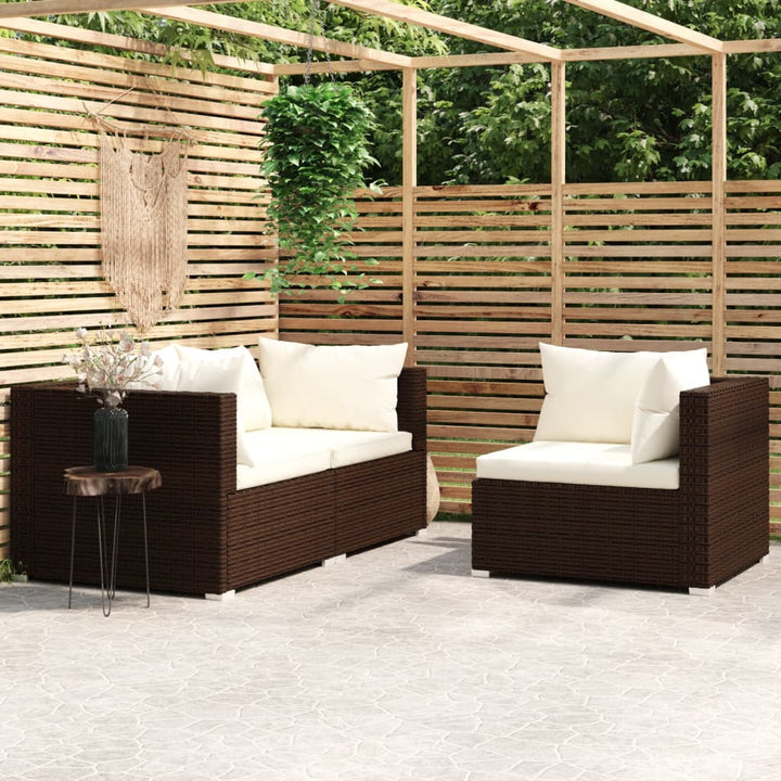 Set Mobilier De Grădină Cu Perne, 3 Piese, Gri, Poliratan