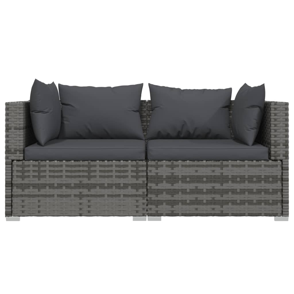 Set Mobilier De Grădină Cu Perne, 3 Piese, Gri, Poliratan