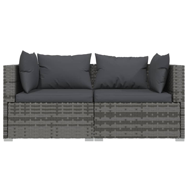 Set Mobilier De Grădină Cu Perne, 3 Piese, Gri, Poliratan