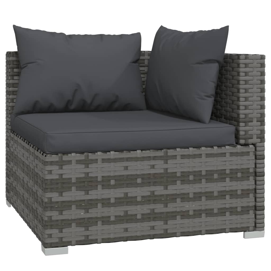 Set Mobilier De Grădină Cu Perne, 3 Piese, Gri, Poliratan