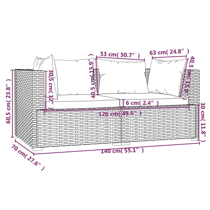 Set Mobilier De Grădină Cu Perne, 3 Piese, Gri, Poliratan