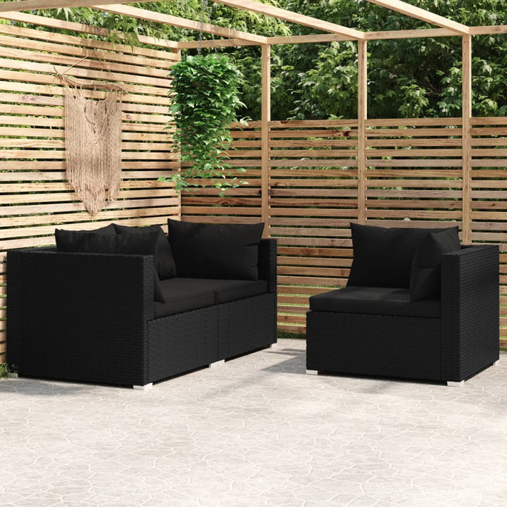 Set Mobilier De Grădină Cu Perne, 3 Piese, Gri, Poliratan