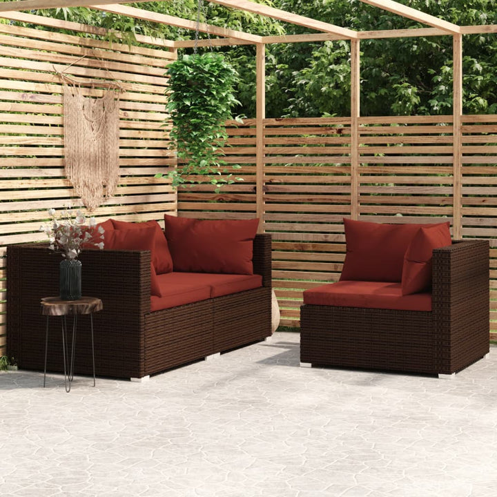 Set Mobilier De Grădină Cu Perne, 3 Piese, Gri, Poliratan
