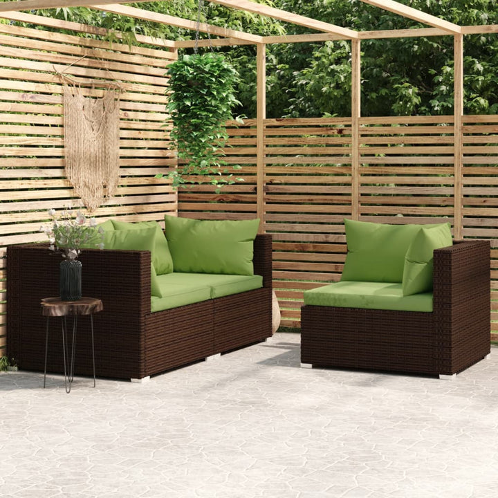 Set Mobilier De Grădină Cu Perne, 3 Piese, Gri, Poliratan