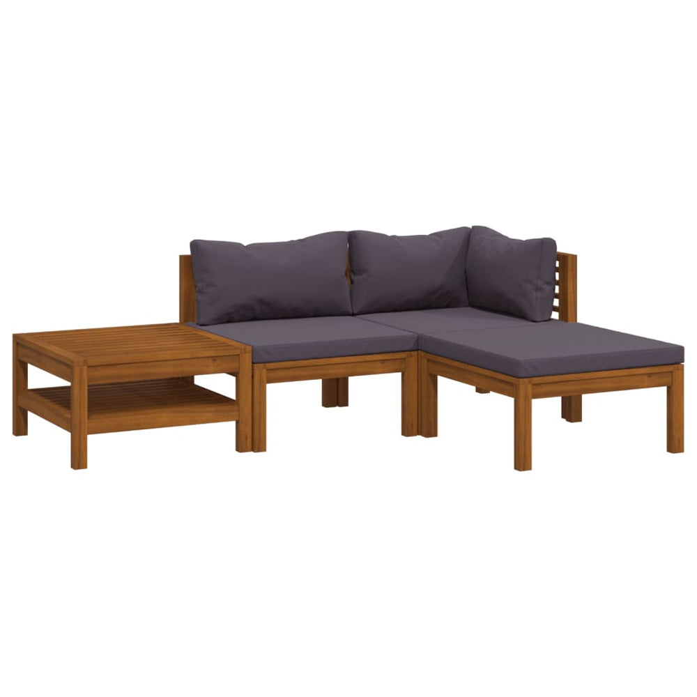 Set Mobilier De Grădină Cu Perne, 4 Piese, Lemn Masiv De Acacia