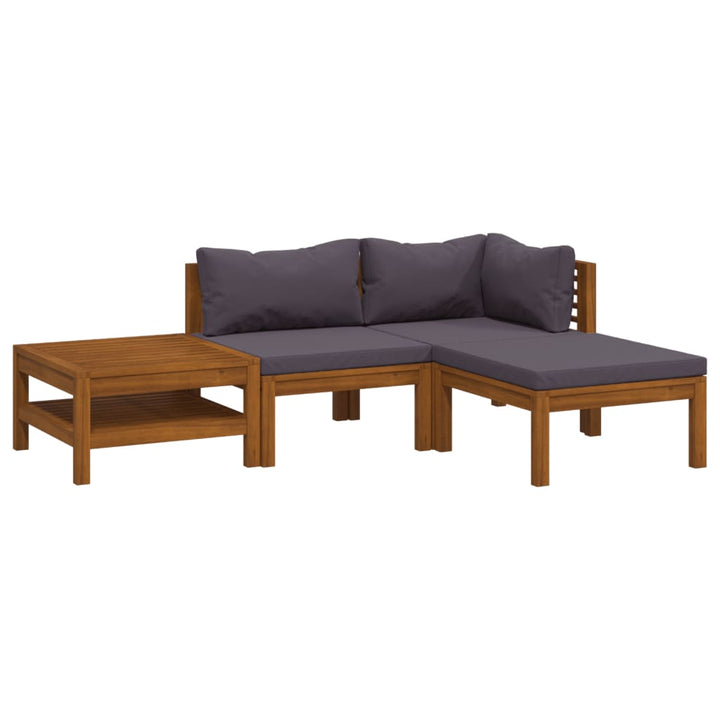 Set Mobilier De Grădină Cu Perne, 4 Piese, Lemn Masiv De Acacia