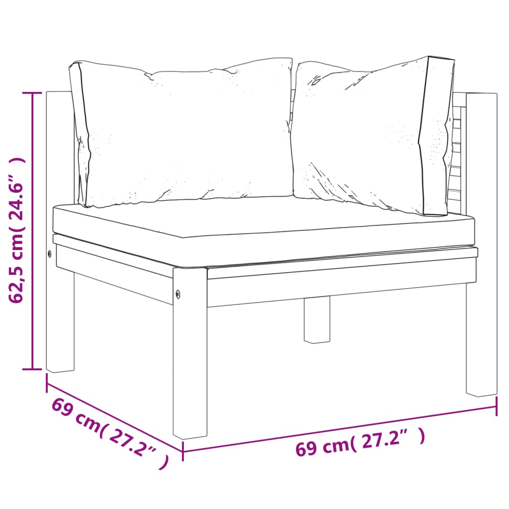Set Mobilier De Grădină Cu Perne, 4 Piese, Lemn Masiv De Acacia