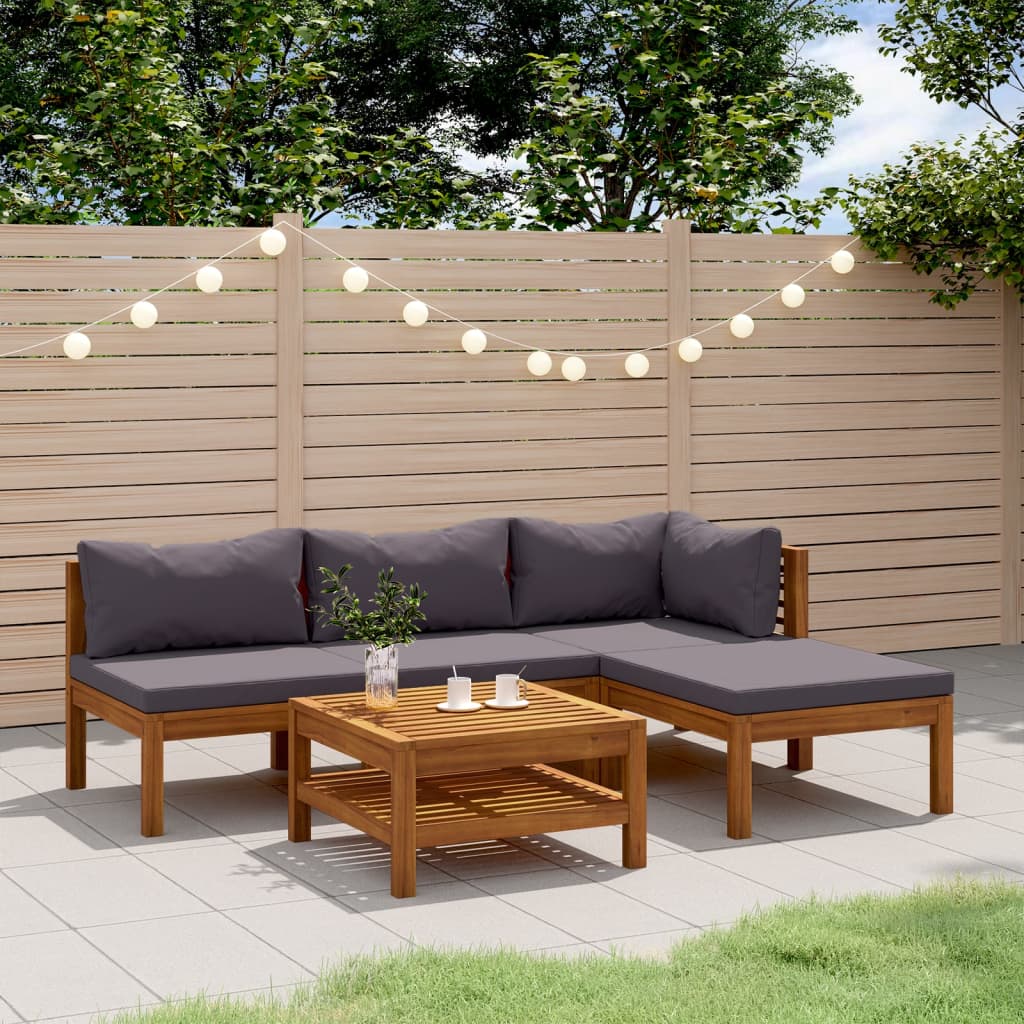 Set Mobilier De Grădină Cu Perne, 4 Piese, Lemn Masiv De Acacia