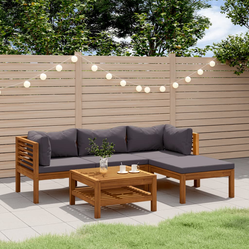Set Mobilier De Grădină Cu Perne, 4 Piese, Lemn Masiv De Acacia