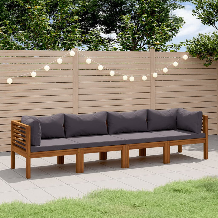 Set Mobilier De Grădină Cu Perne, 4 Piese, Lemn Masiv De Acacia