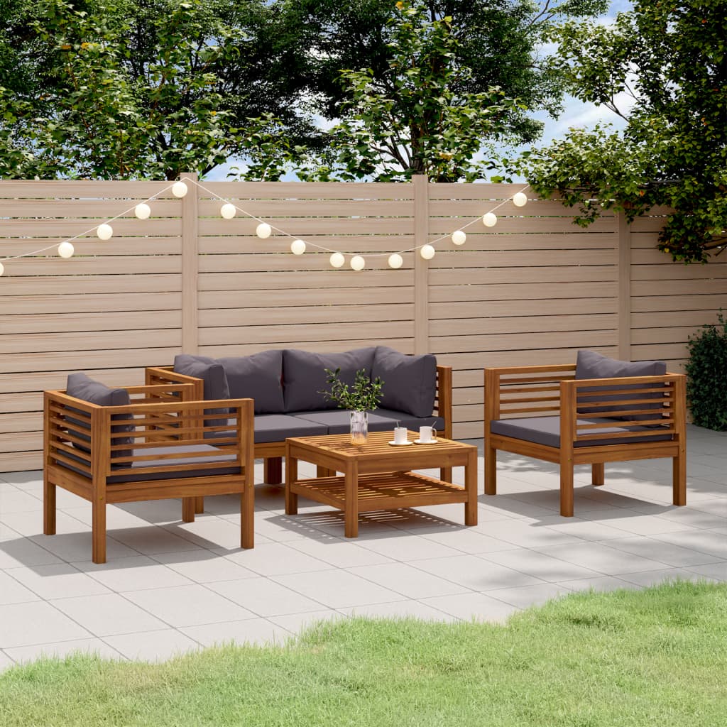 Set Mobilier De Grădină Cu Perne, 4 Piese, Lemn Masiv De Acacia