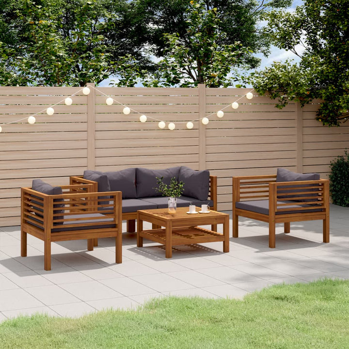 Set Mobilier De Grădină Cu Perne, 4 Piese, Lemn Masiv De Acacia