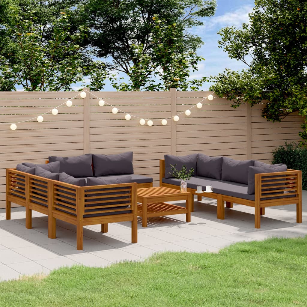 Set Mobilier De Grădină Cu Perne, 4 Piese, Lemn Masiv De Acacia