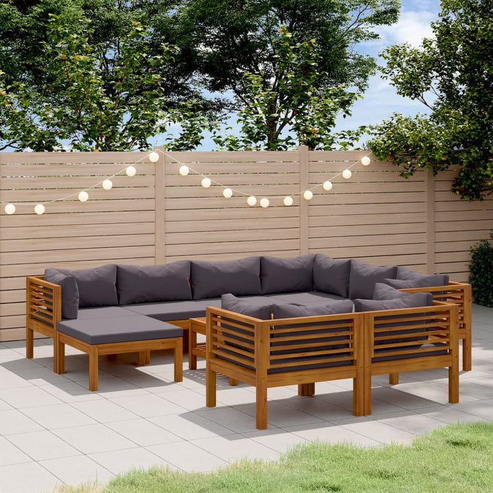 Set Mobilier De Grădină Cu Perne, 4 Piese, Lemn Masiv De Acacia
