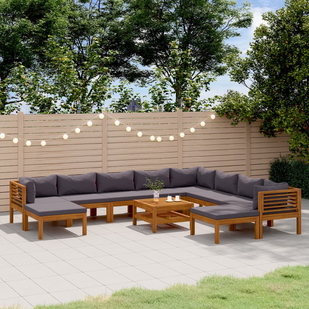 Set Mobilier De Grădină Cu Perne, 4 Piese, Lemn Masiv De Acacia