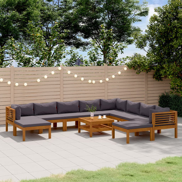 Set Mobilier De Grădină Cu Perne, 4 Piese, Lemn Masiv De Acacia