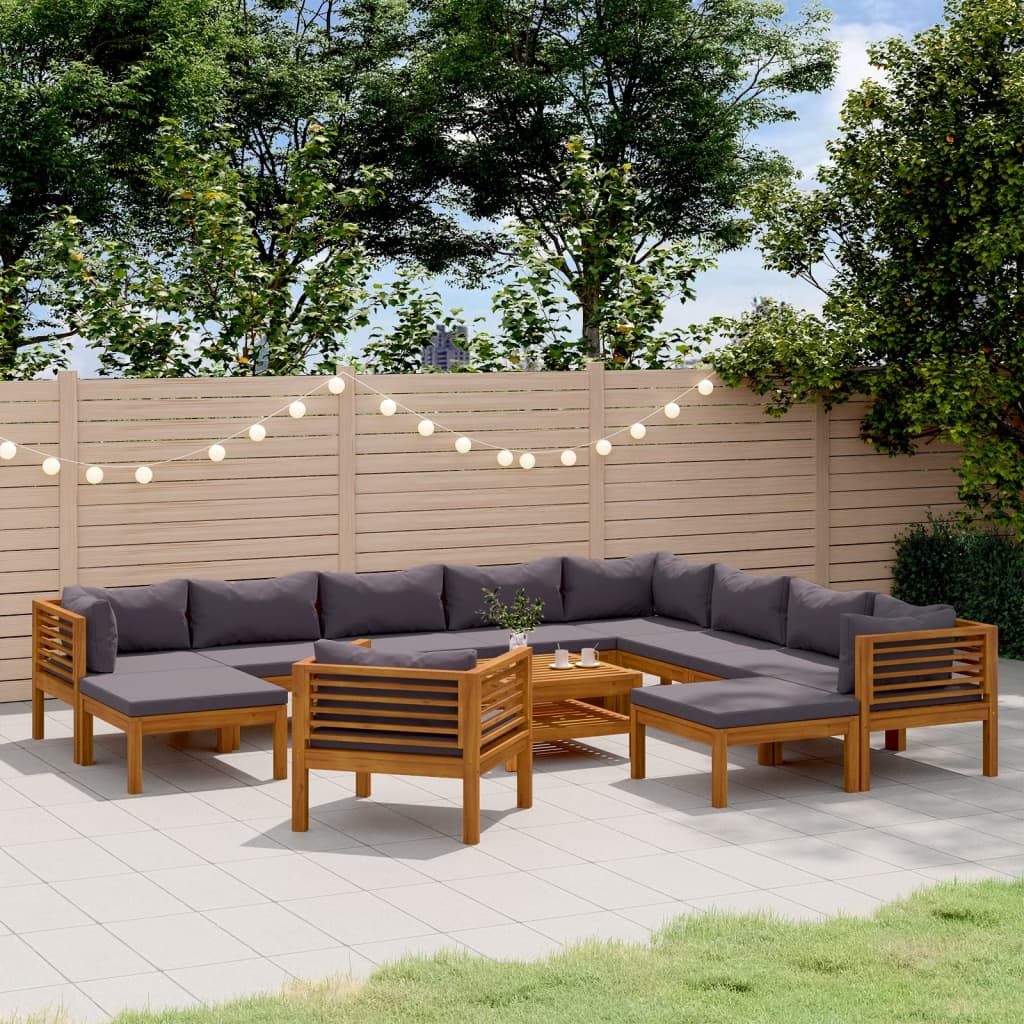 Set Mobilier De Grădină Cu Perne, 4 Piese, Lemn Masiv De Acacia