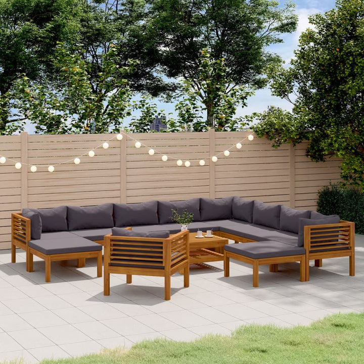 Set Mobilier De Grădină Cu Perne, 4 Piese, Lemn Masiv De Acacia