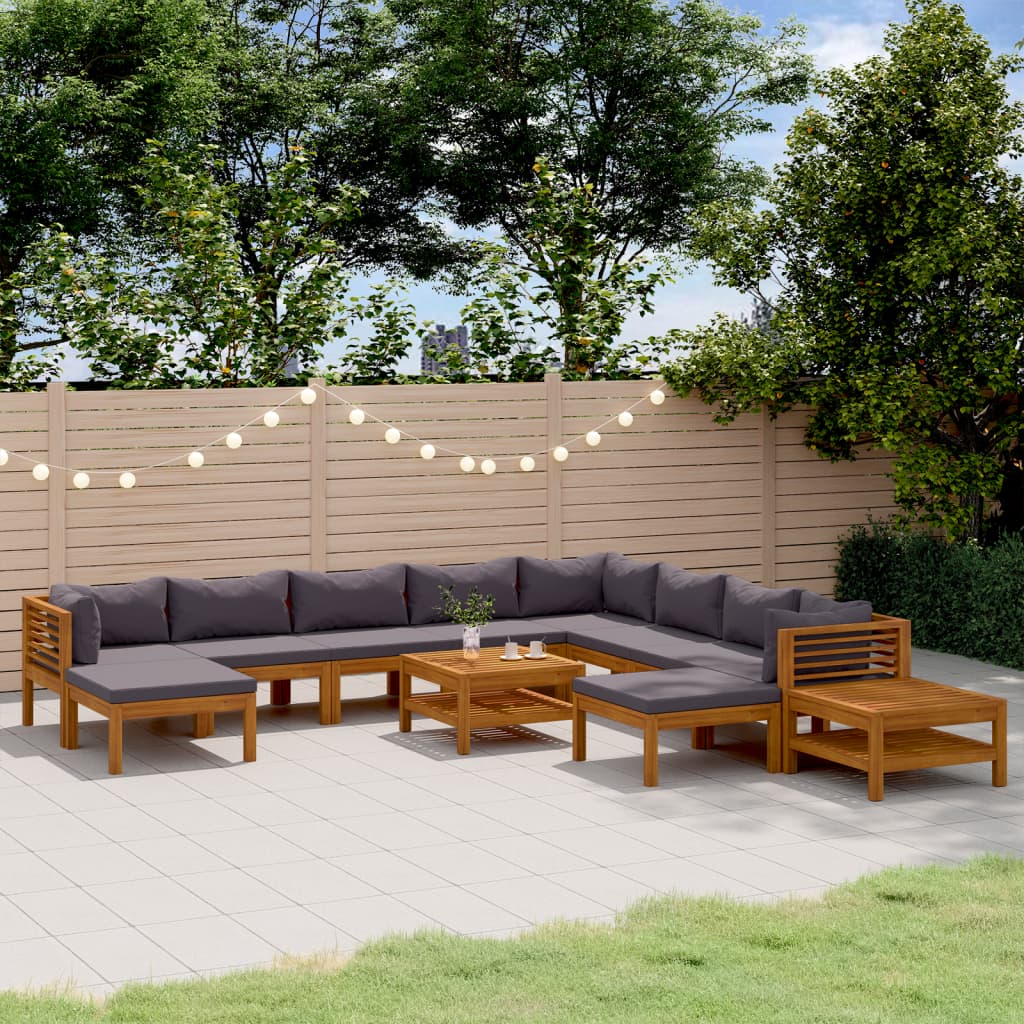 Set Mobilier De Grădină Cu Perne, 4 Piese, Lemn Masiv De Acacia