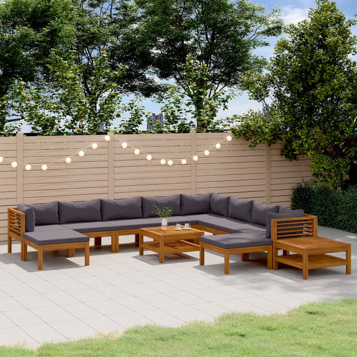 Set Mobilier De Grădină Cu Perne, 4 Piese, Lemn Masiv De Acacia