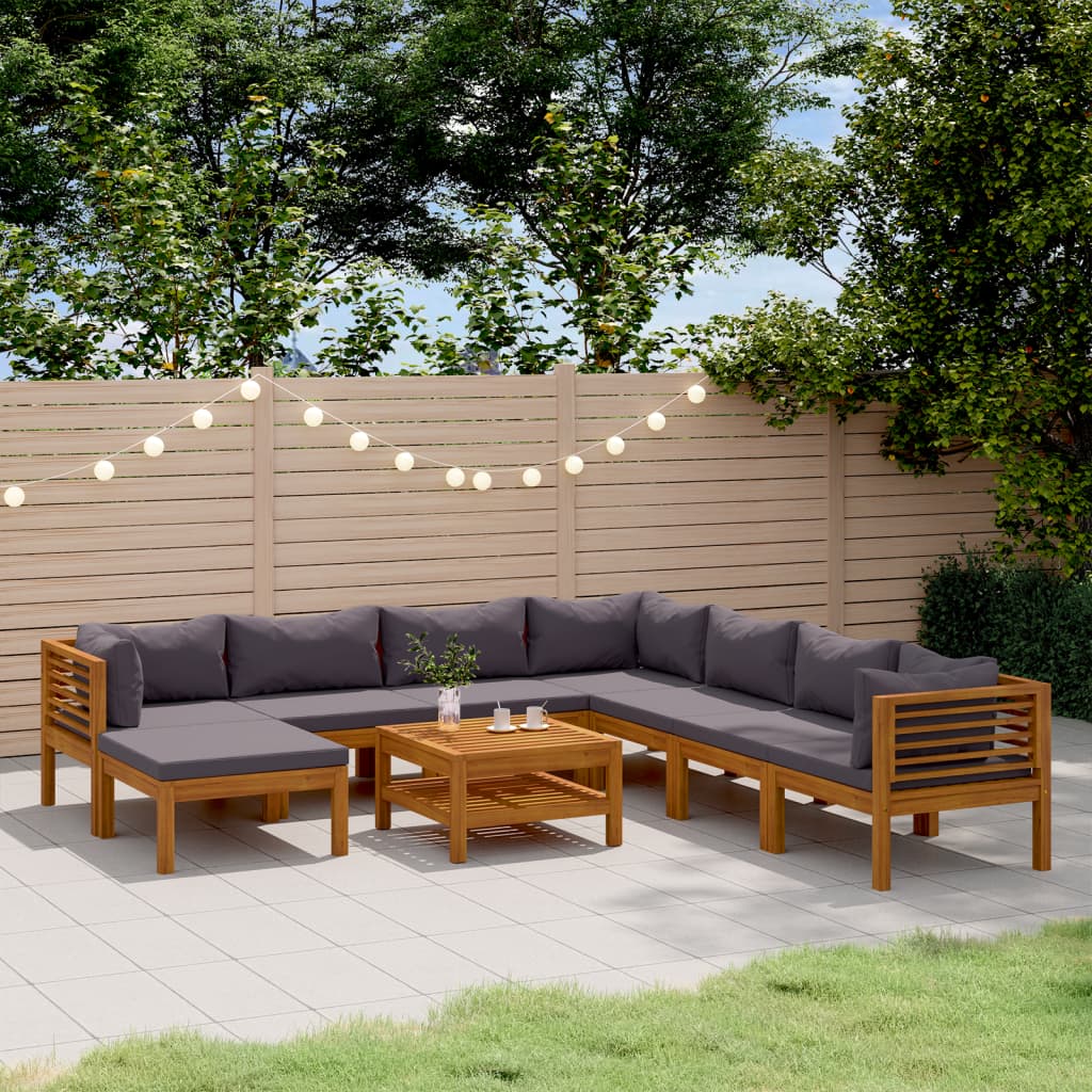 Set Mobilier De Grădină Cu Perne, 4 Piese, Lemn Masiv De Acacia