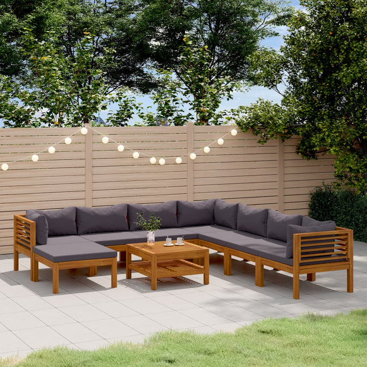 Set Mobilier De Grădină Cu Perne, 4 Piese, Lemn Masiv De Acacia