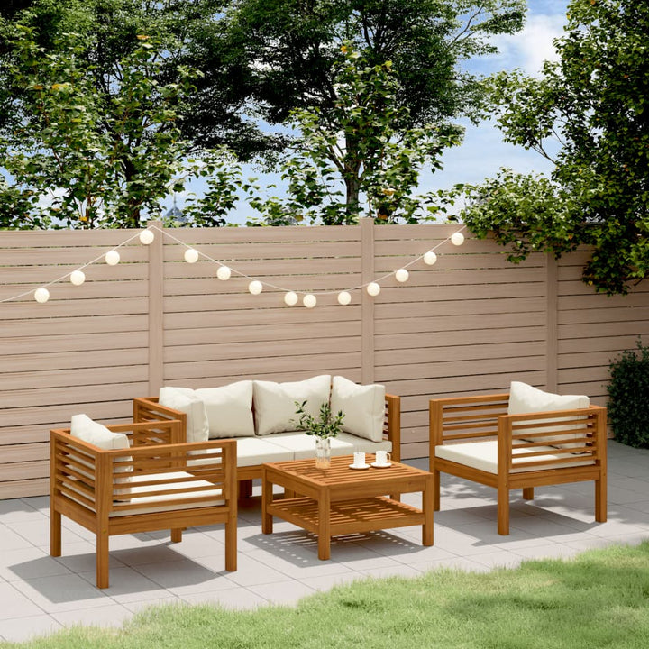 Set Mobilier De Grădină Cu Perne, 4 Piese, Lemn Masiv De Acacia