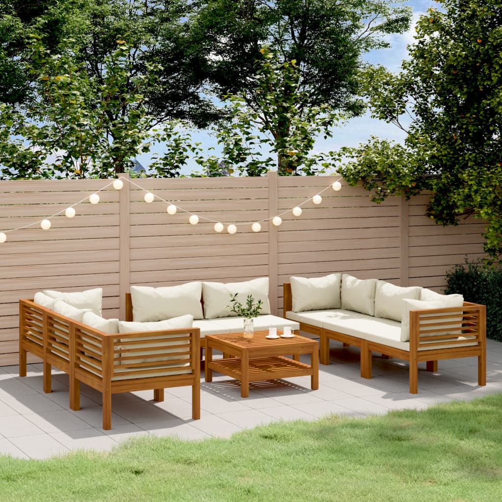 Set Mobilier De Grădină Cu Perne, 4 Piese, Lemn Masiv De Acacia