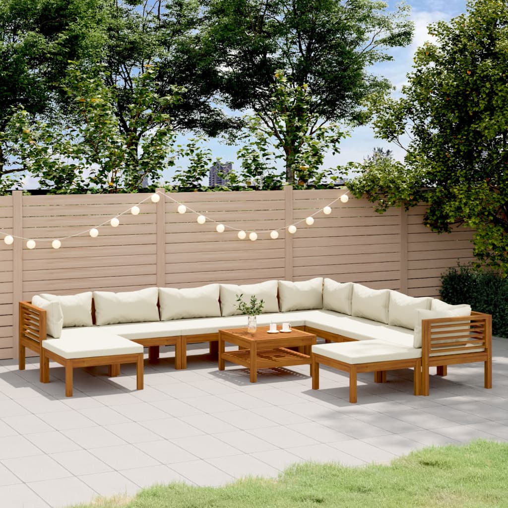 Set Mobilier De Grădină Cu Perne, 4 Piese, Lemn Masiv De Acacia