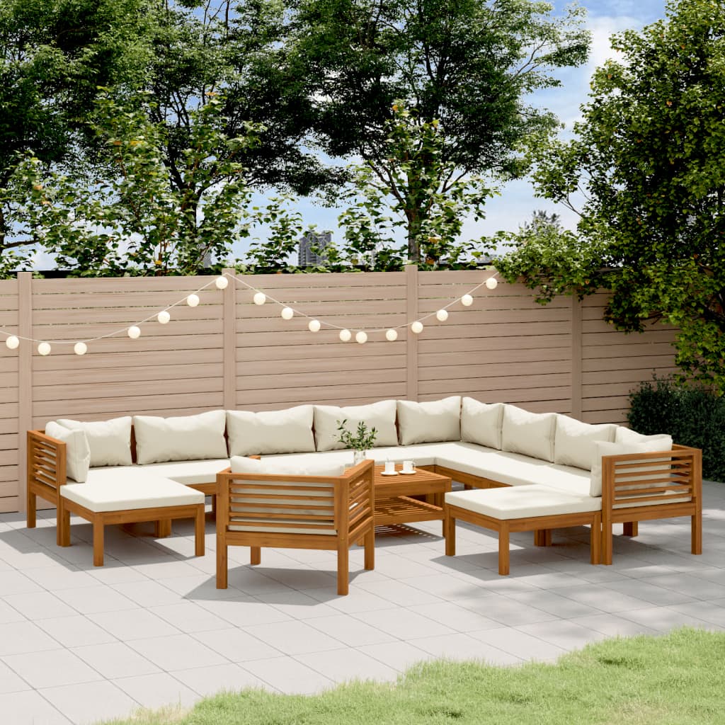 Set Mobilier De Grădină Cu Perne, 4 Piese, Lemn Masiv De Acacia