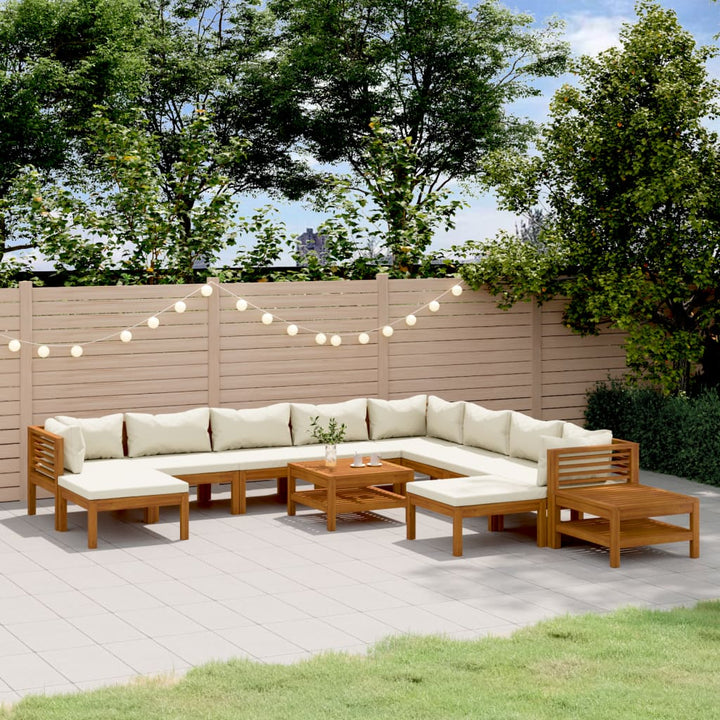 Set Mobilier De Grădină Cu Perne, 4 Piese, Lemn Masiv De Acacia