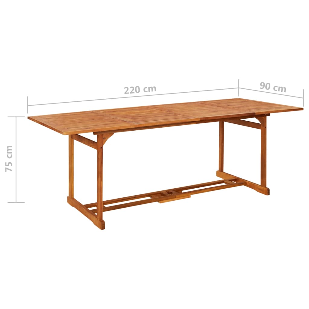 Set Mobilier De Grădină 11 Piese 220X90X75Cm, Lemn Masiv Acacia