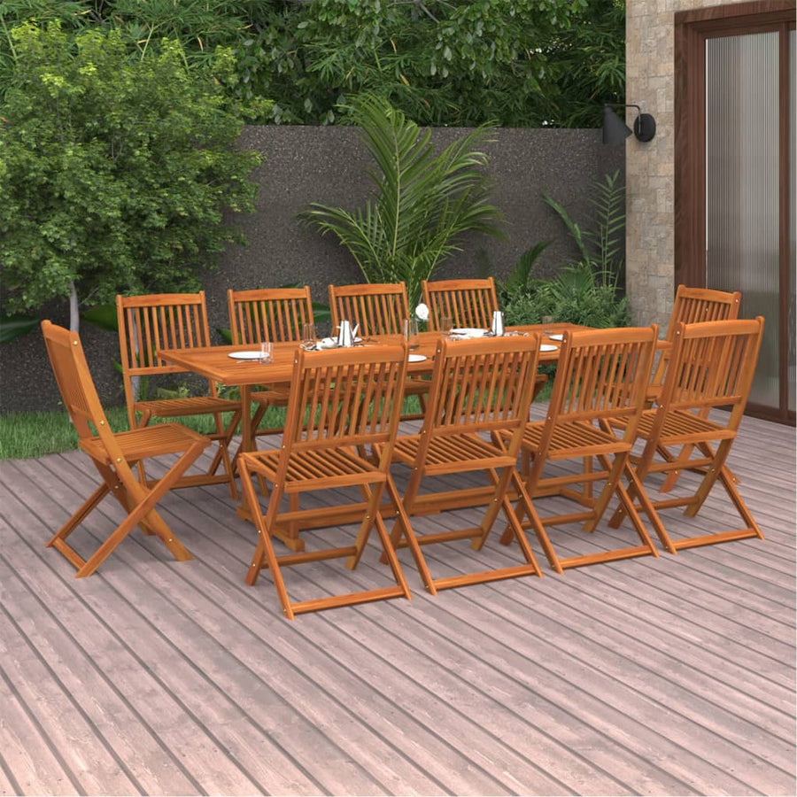 Set Mobilier De Grădină 11 Piese 220X90X75Cm, Lemn Masiv Acacia