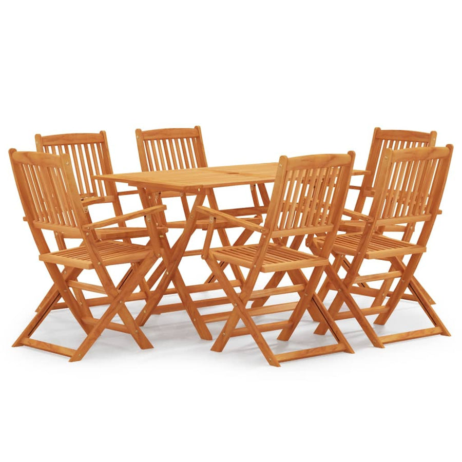 Set Mobilier De Exterior Pliabil, 7 Piese, Lemn Masiv Eucalipt