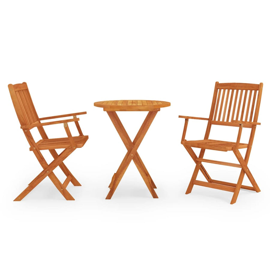 Set Mobilier De Exterior Pliabil, 3 Piese, Lemn Masiv Eucalipt