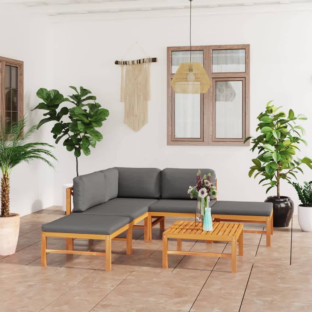 Set Mobilier Grădină Cu Perne , 4 Piese, Lemn Masiv De Tec