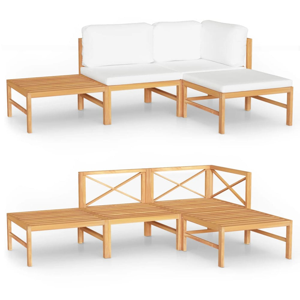 Set Mobilier Grădină Cu Perne , 4 Piese, Lemn Masiv De Tec
