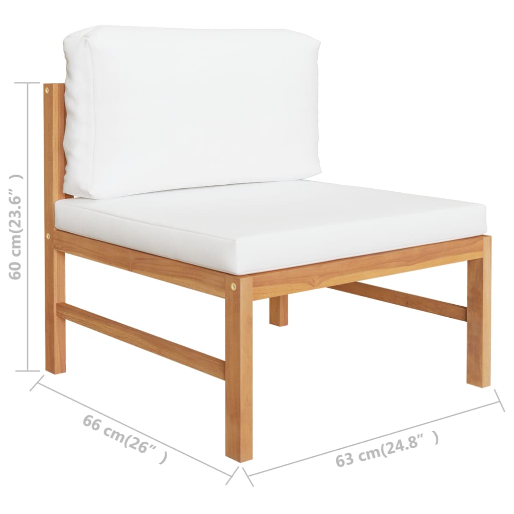 Set Mobilier Grădină Cu Perne , 4 Piese, Lemn Masiv De Tec