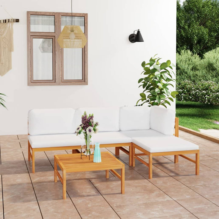 Set Mobilier Grădină Cu Perne , 4 Piese, Lemn Masiv De Tec