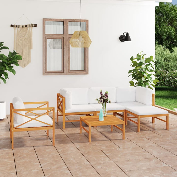 Set Mobilier Grădină Cu Perne , 4 Piese, Lemn Masiv De Tec