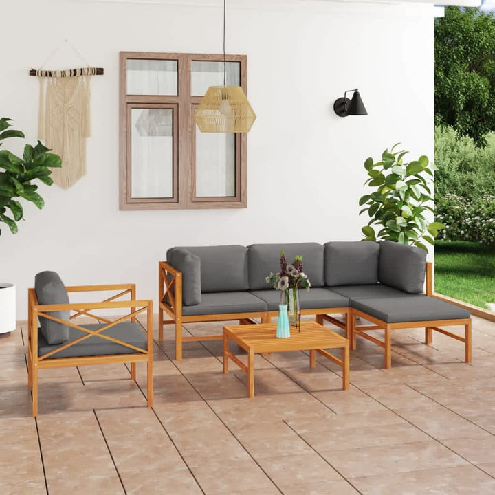 Set Mobilier Grădină Cu Perne , 4 Piese, Lemn Masiv De Tec