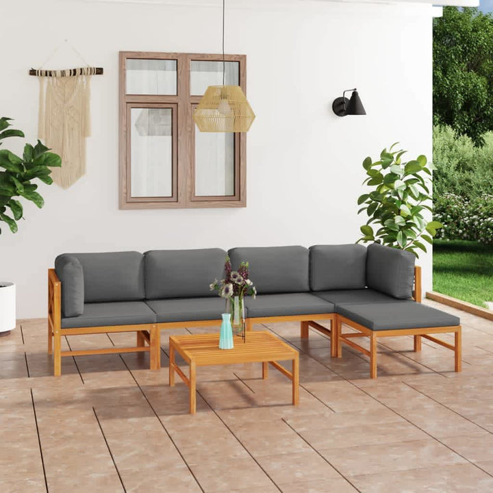 Set Mobilier Grădină Cu Perne , 4 Piese, Lemn Masiv De Tec