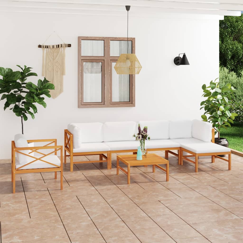 Set Mobilier Grădină Cu Perne , 4 Piese, Lemn Masiv De Tec