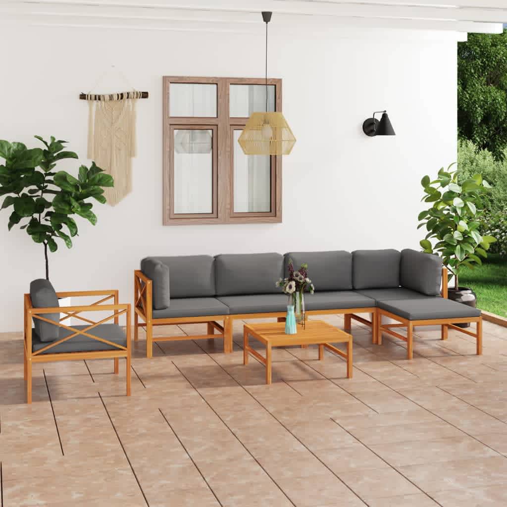 Set Mobilier Grădină Cu Perne , 4 Piese, Lemn Masiv De Tec
