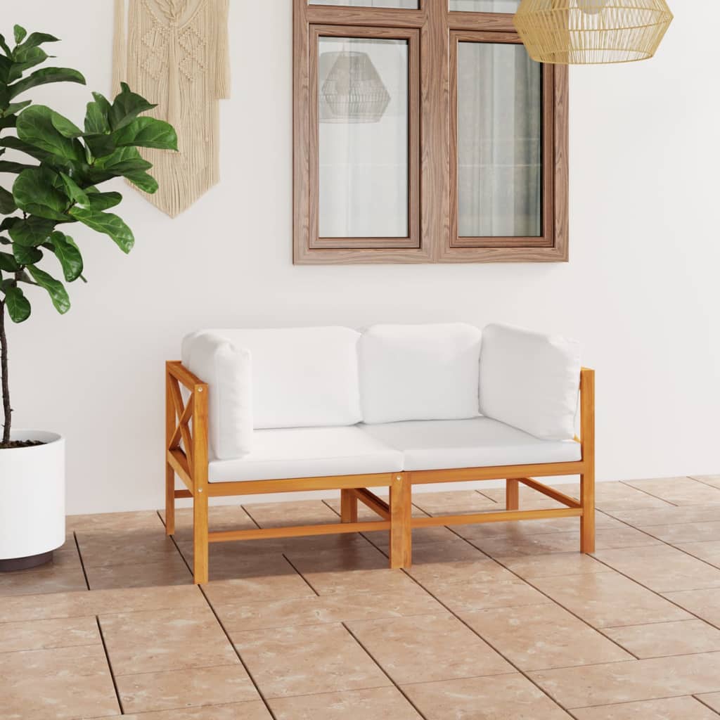 Set Mobilier Grădină Cu Perne , 4 Piese, Lemn Masiv De Tec